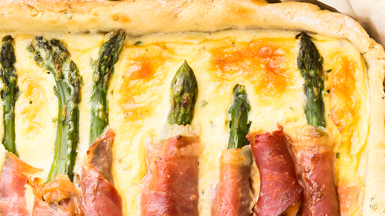 Quiche met asperges en parmaham